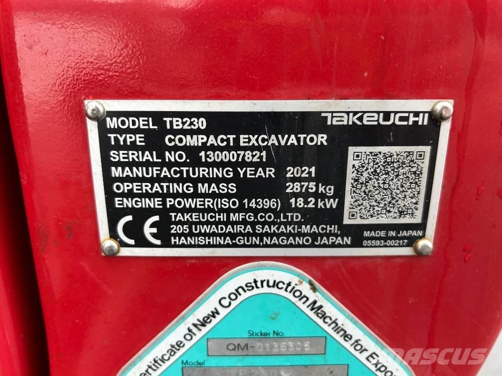 Takeuchi TB 230 V3 Minigrävare < 7t