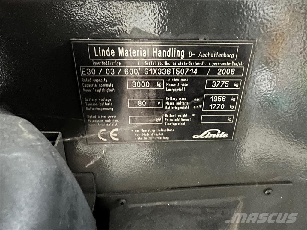 Linde E30 / 03 / 600 Elmotviktstruckar