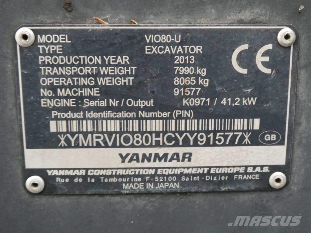 Yanmar Vio 80 U Midigrävmaskiner 7t - 12t