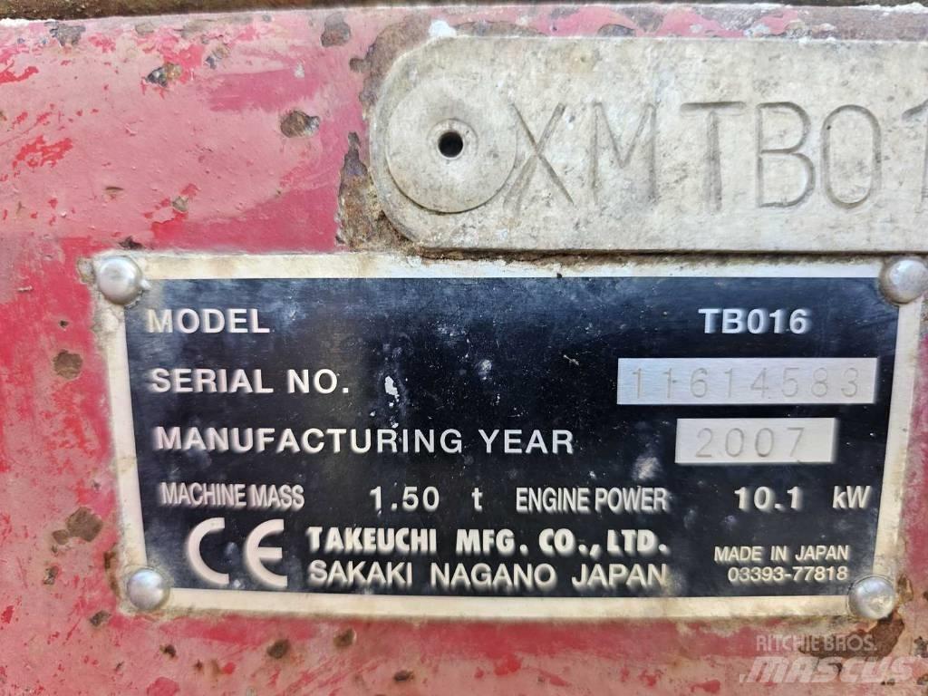 Takeuchi TB 016 Minigrävare < 7t