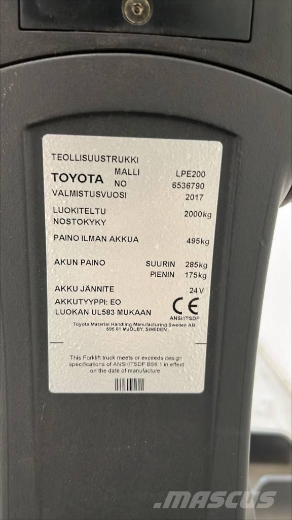 Toyota BT LPE 200 Låglyftare med plattform