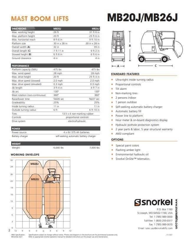 Snorkel MB26J Personhissar och andra hissar