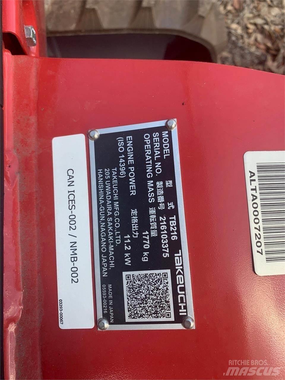 Takeuchi TB216 Minigrävare < 7t