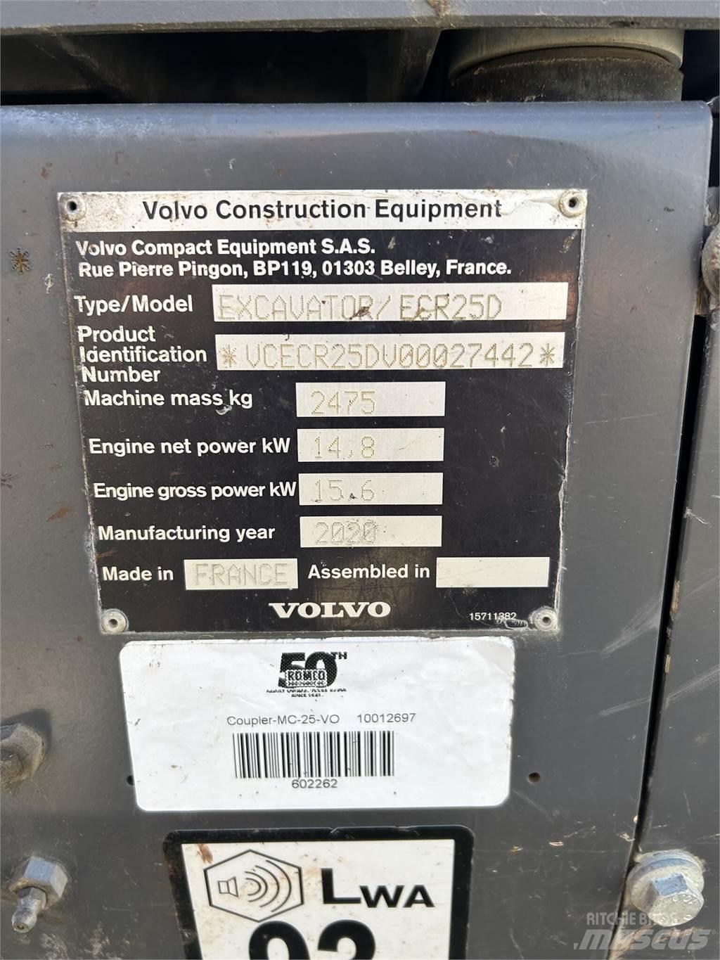 Volvo ECR25D Minigrävare < 7t