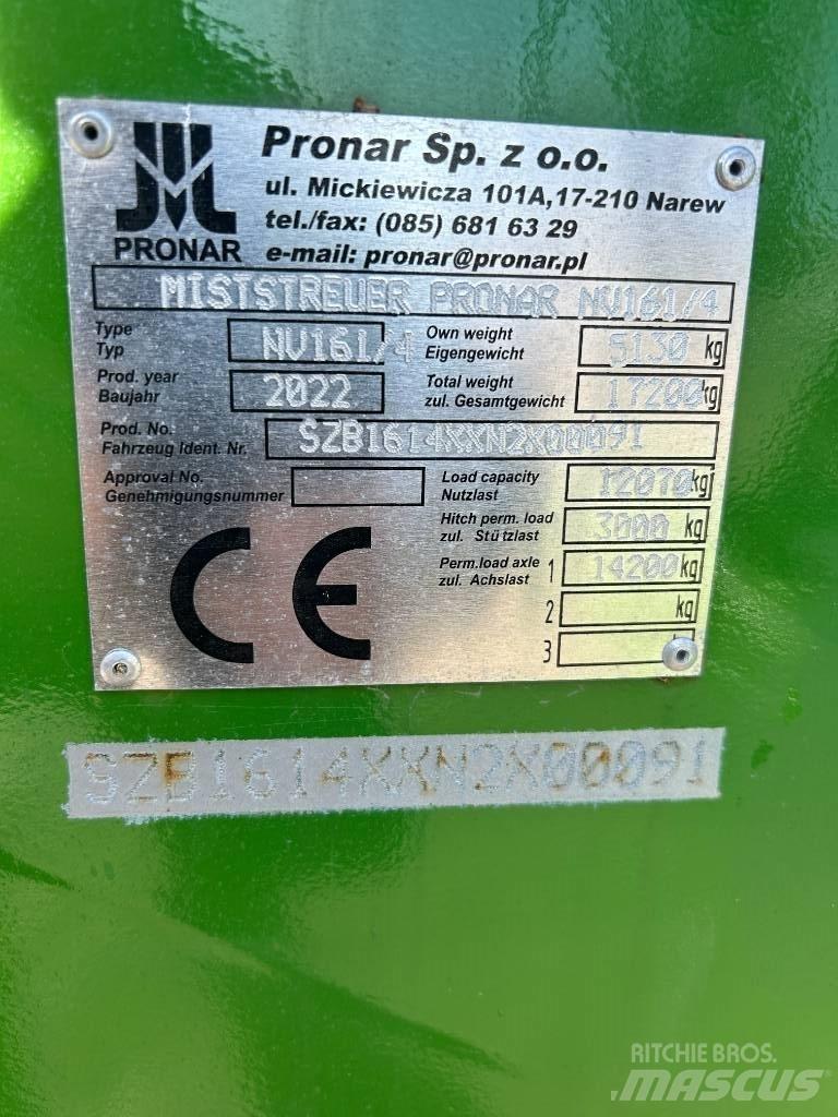 Pronar NV 161-4 Fast- och kletgödselspridare