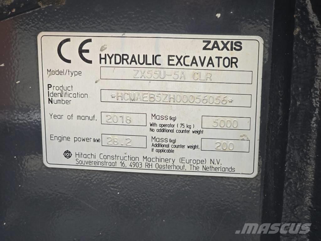 Hitachi ZX55U-5A CLR Minigrävare < 7t