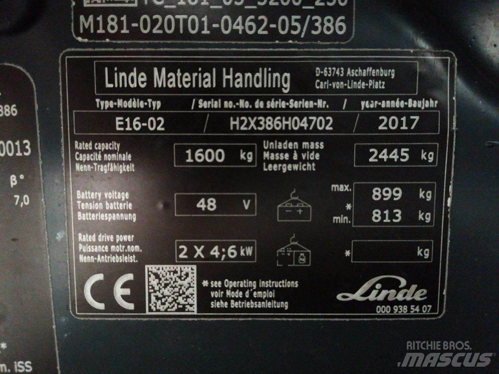 Linde E16-02 Elmotviktstruckar