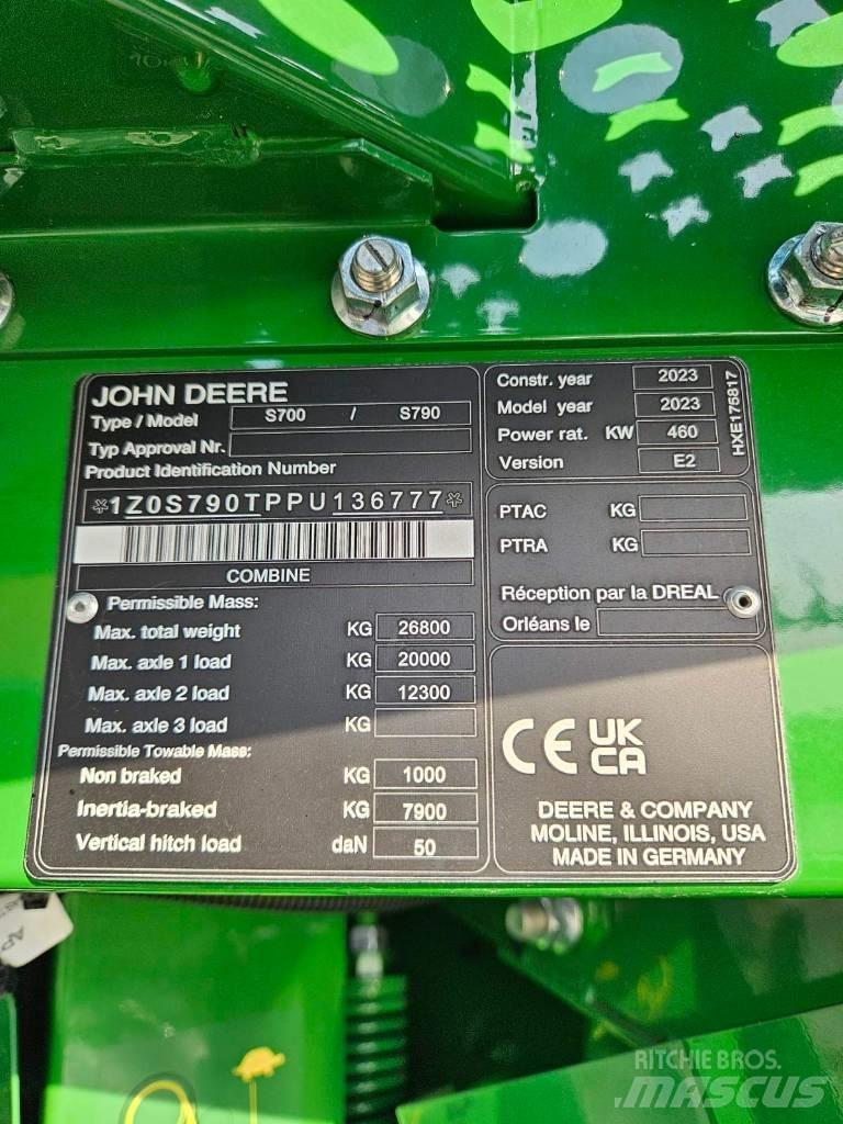 John Deere S790 Skördetröskor
