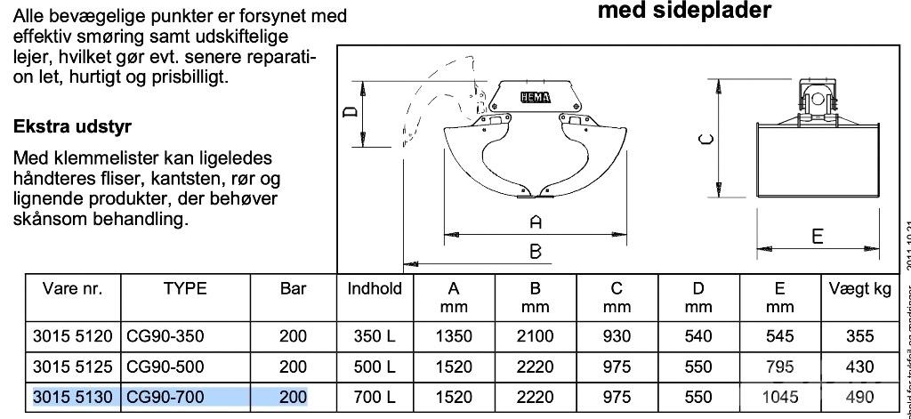 Hema HU90-700 Tillbehör för lasthantering