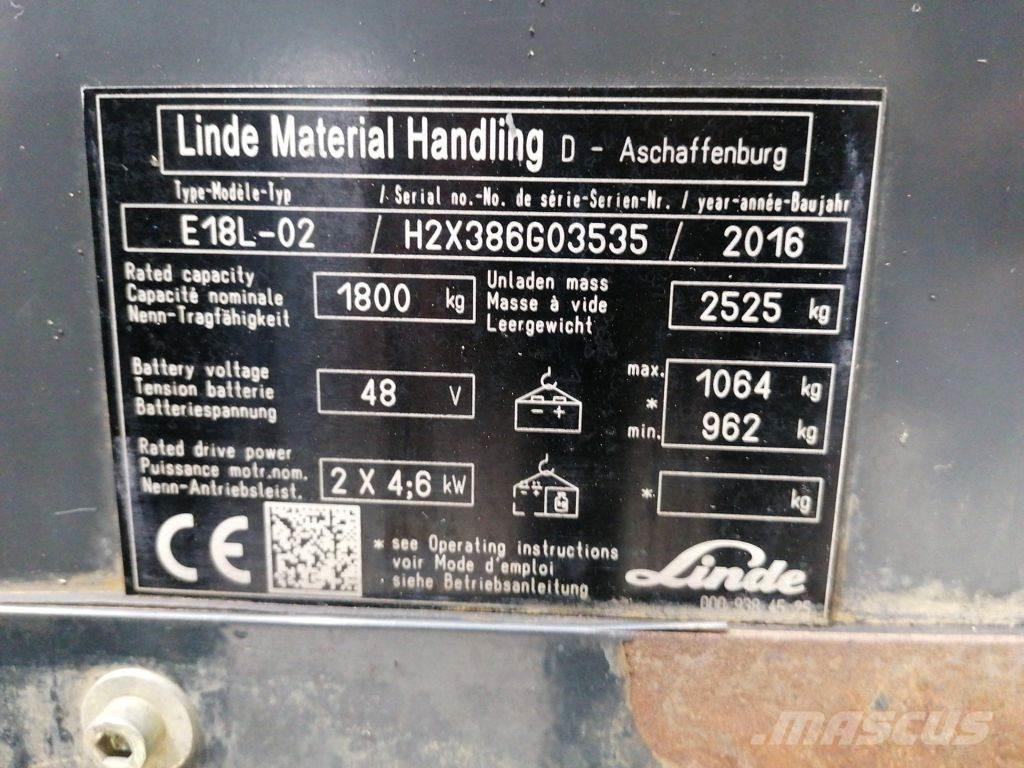 Linde E18L-02 Elmotviktstruckar