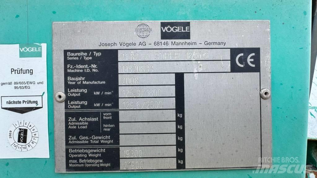 Vögele Super 1800-2 Asfaltsläggningsmaskiner