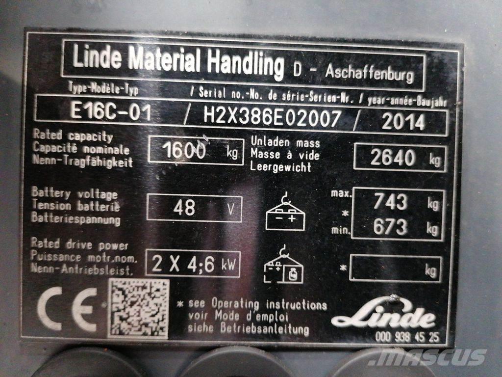 Linde E16C-01 Elmotviktstruckar