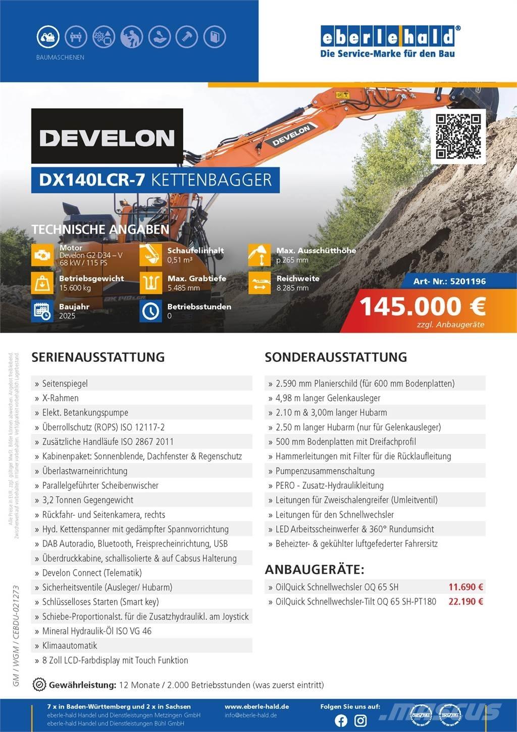 Develon DX140LCR-7 Bandgrävare