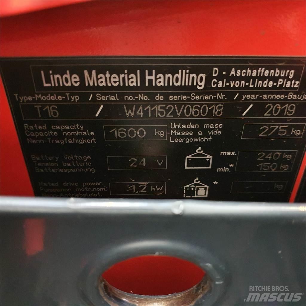 Linde T16 Li-Ion Låglyftare utan plattform