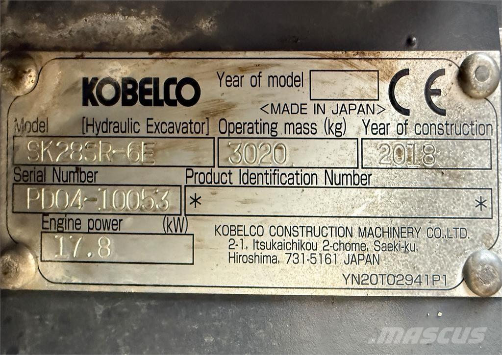 Kobelco SK28SR-6E Minigrävare < 7t