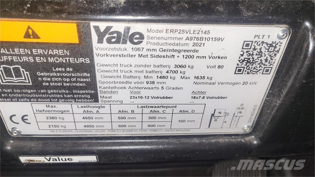Yale ERP25VL 2021 Elmotviktstruckar