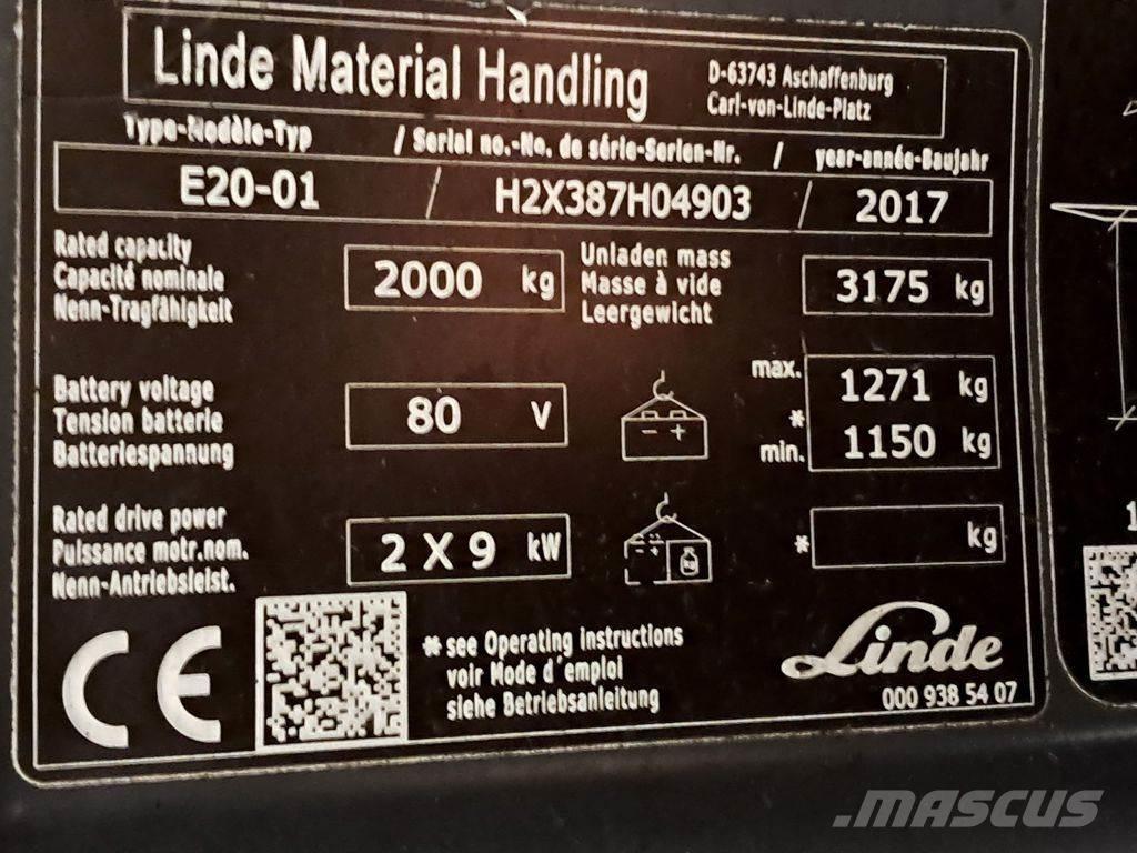 Linde E20-01 Elmotviktstruckar