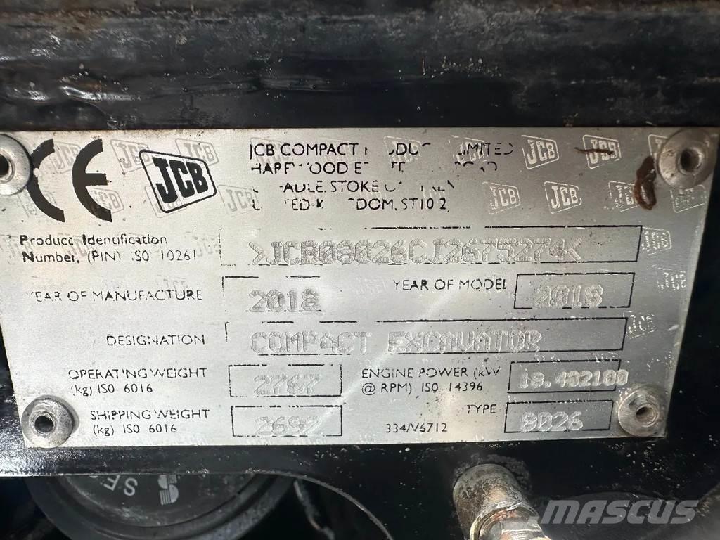 JCB 8026 Minigrävare < 7t