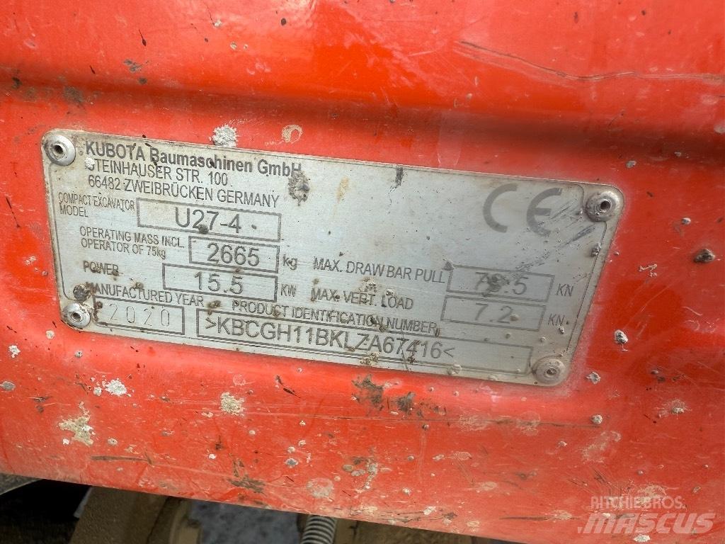 Kubota U 27-4 Minigrävare < 7t