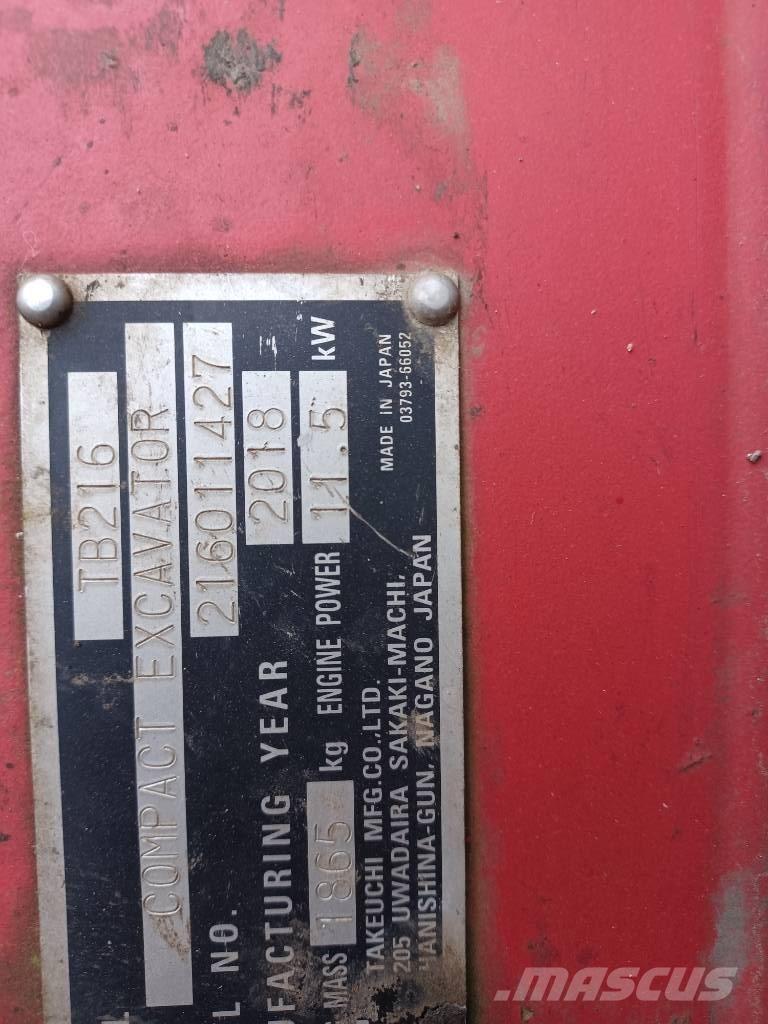 Takeuchi TB 216 Minigrävare < 7t