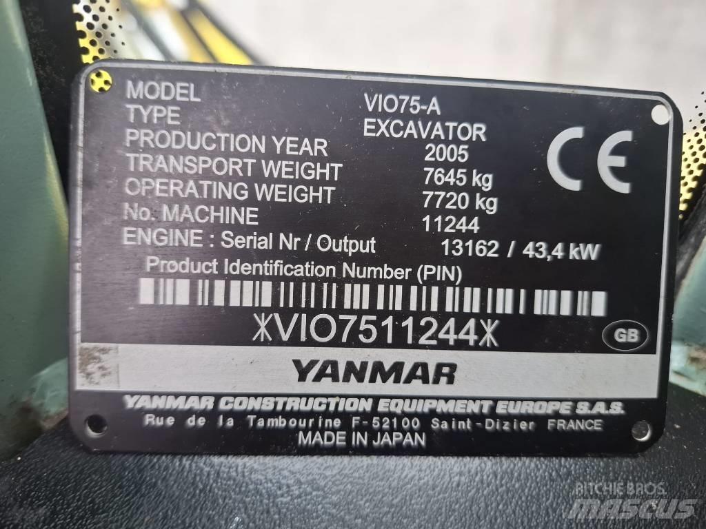 Yanmar Vio 75 A Midigrävmaskiner 7t - 12t