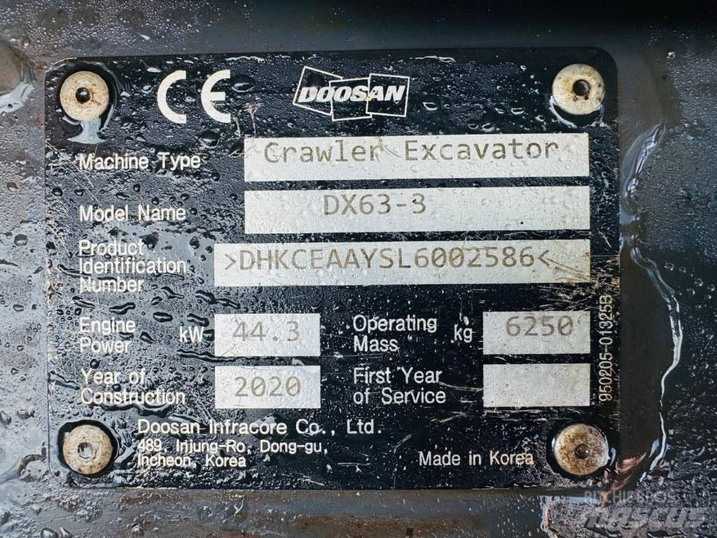 Doosan DX 63-3 Bandgrävare