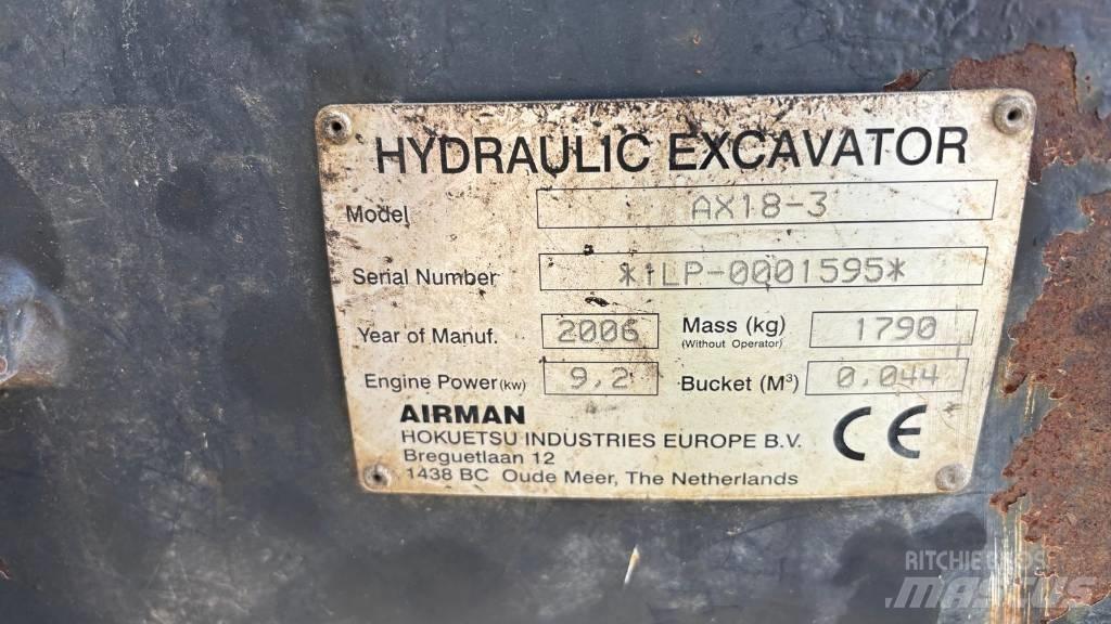 Airman AX 18-3 Minigrävare < 7t
