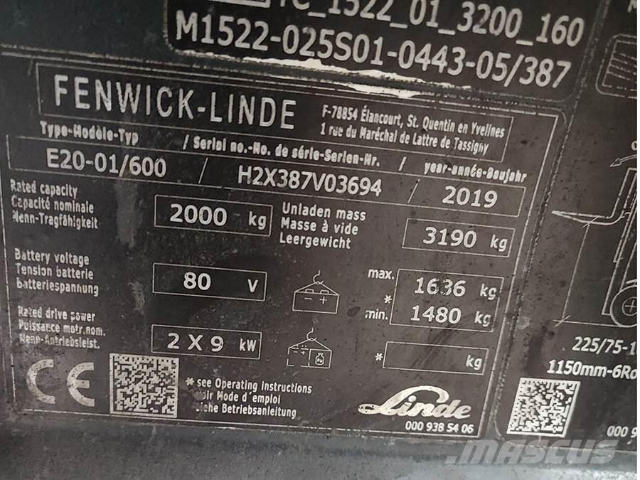 Linde E20-01/600 Elmotviktstruckar