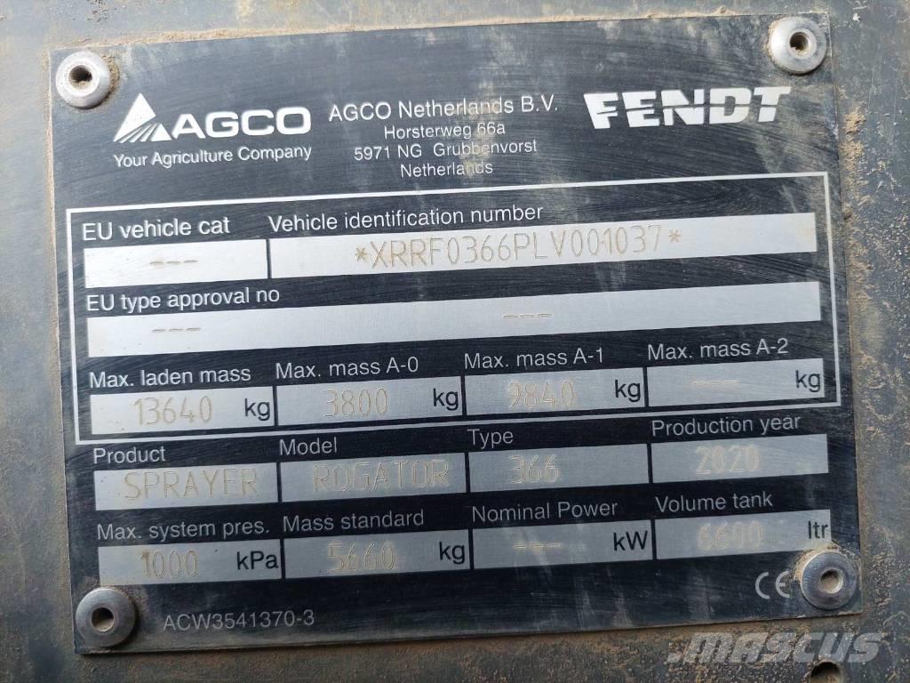 Fendt ROGATOR 366 Dragna sprutor