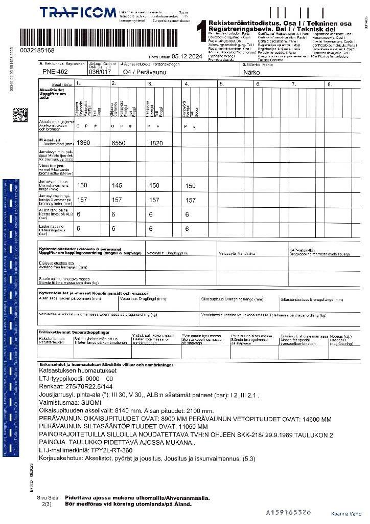 Närko TPY2L-RT-360 Lastväxlarsläp