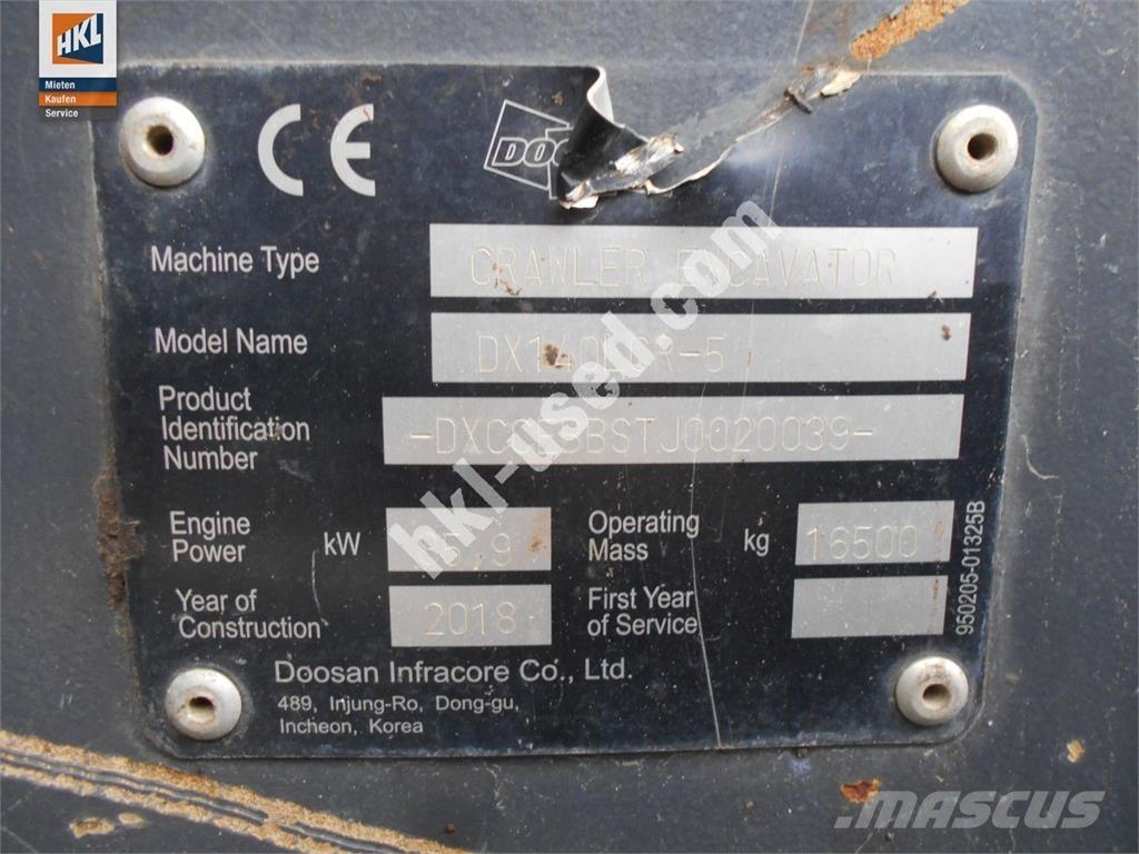 Doosan DX 140 LCR-5 Bandgrävare