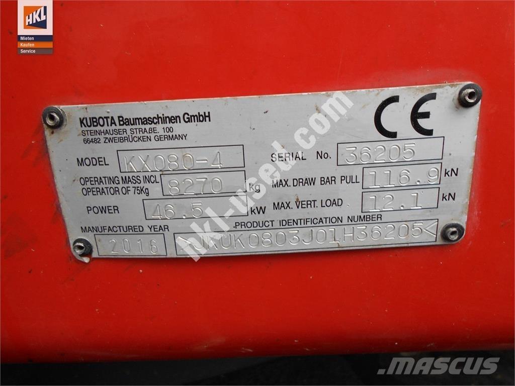 Kubota KX 080-4 Minigrävare < 7t