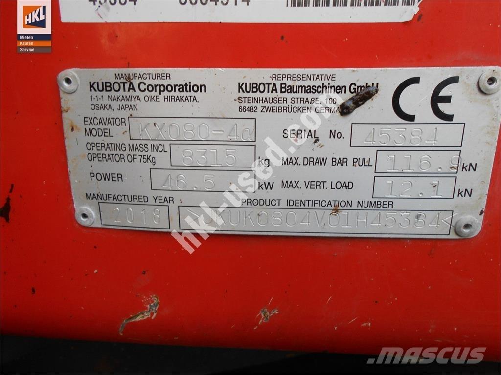 Kubota KX 080-4 Minigrävare < 7t
