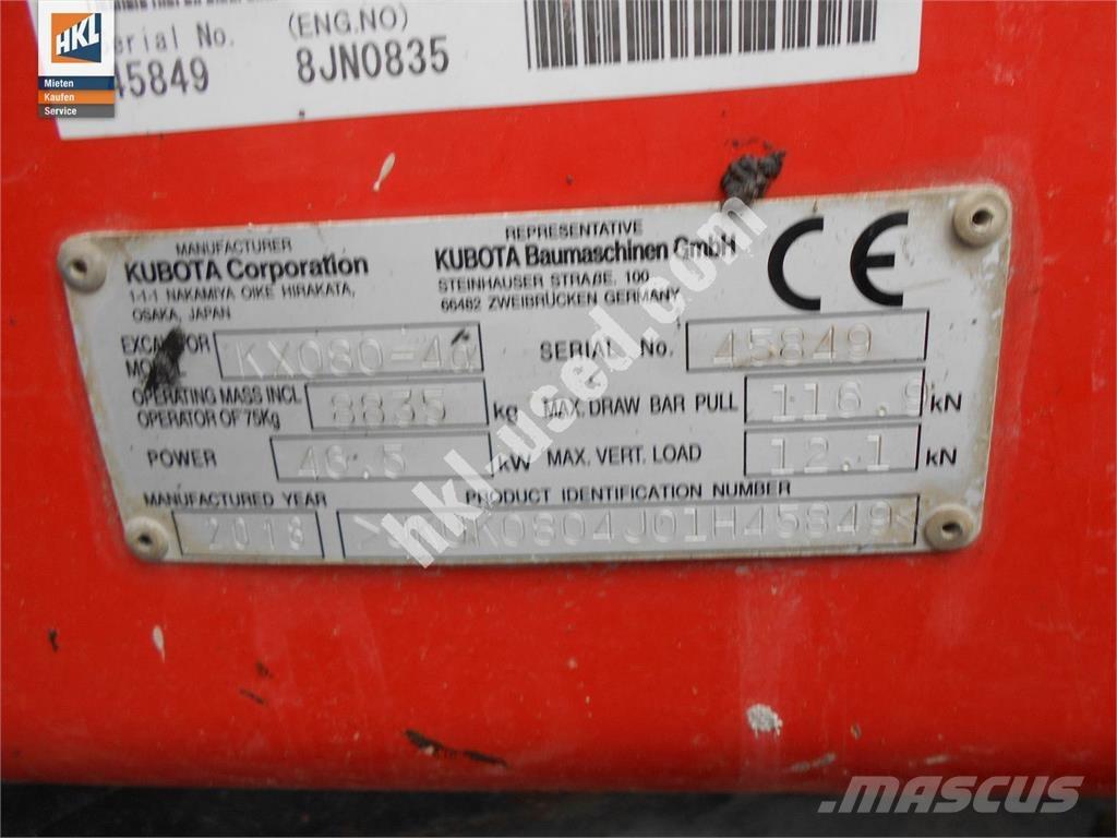 Kubota KX 080-4 Minigrävare < 7t