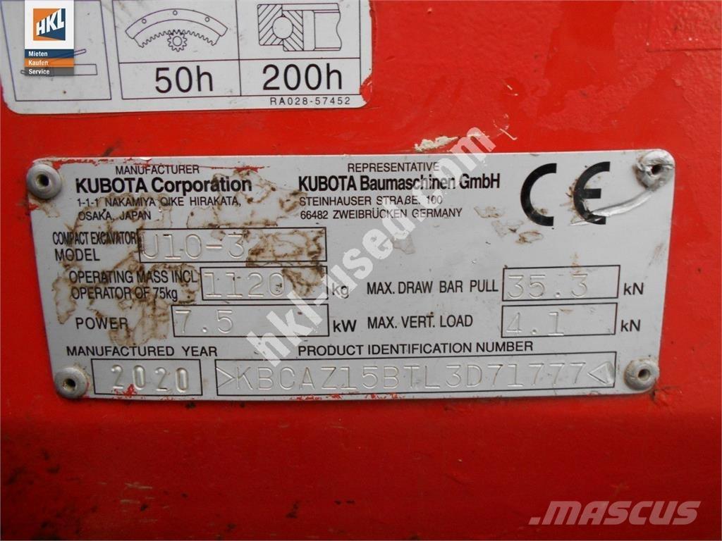 Kubota U 10-3 Minigrävare < 7t