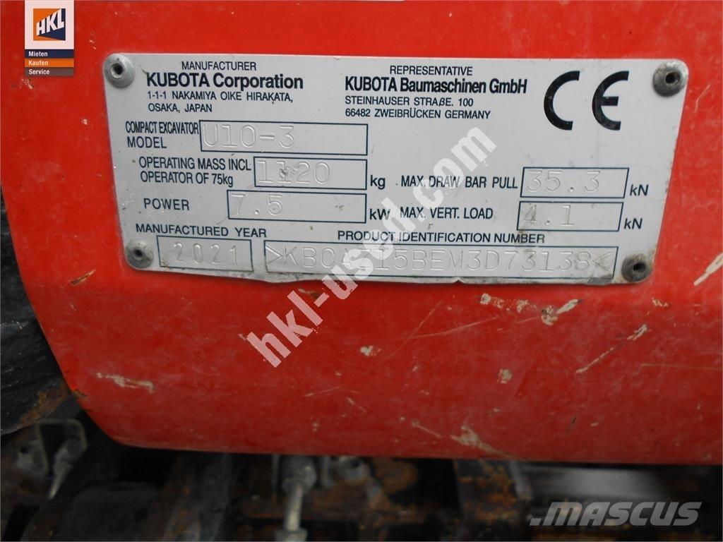 Kubota U 10-3 Minigrävare < 7t