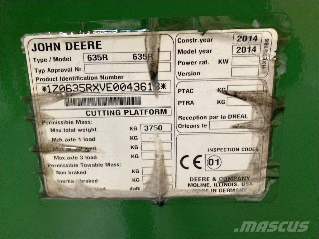 John Deere 635R Skärbord