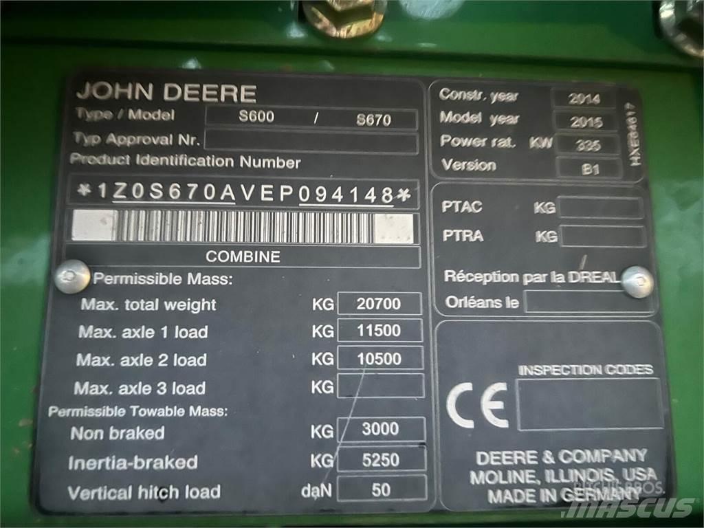 John Deere S670i Skördetröskor
