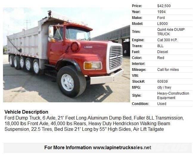 Ford L9000 Tippbilar