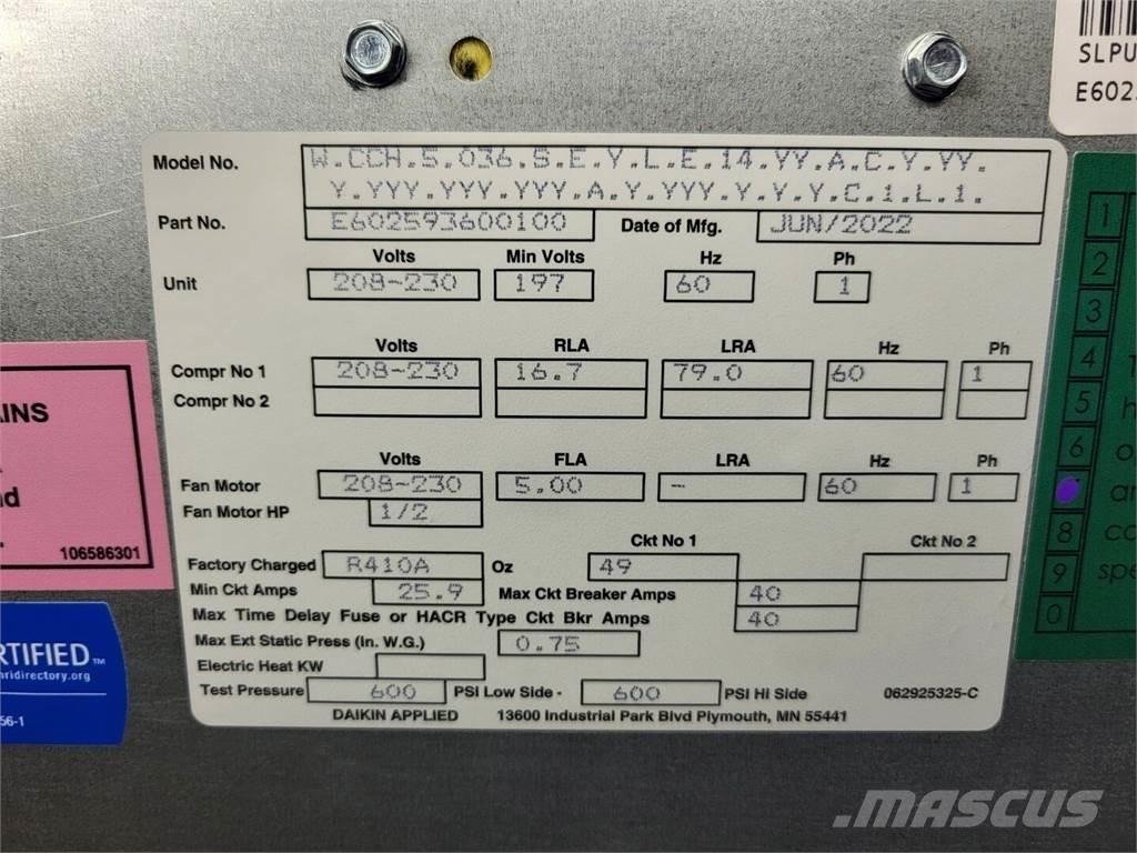  DAIKIN Enfinity 036 Uppvärmnings- och tjältiningsutrustning