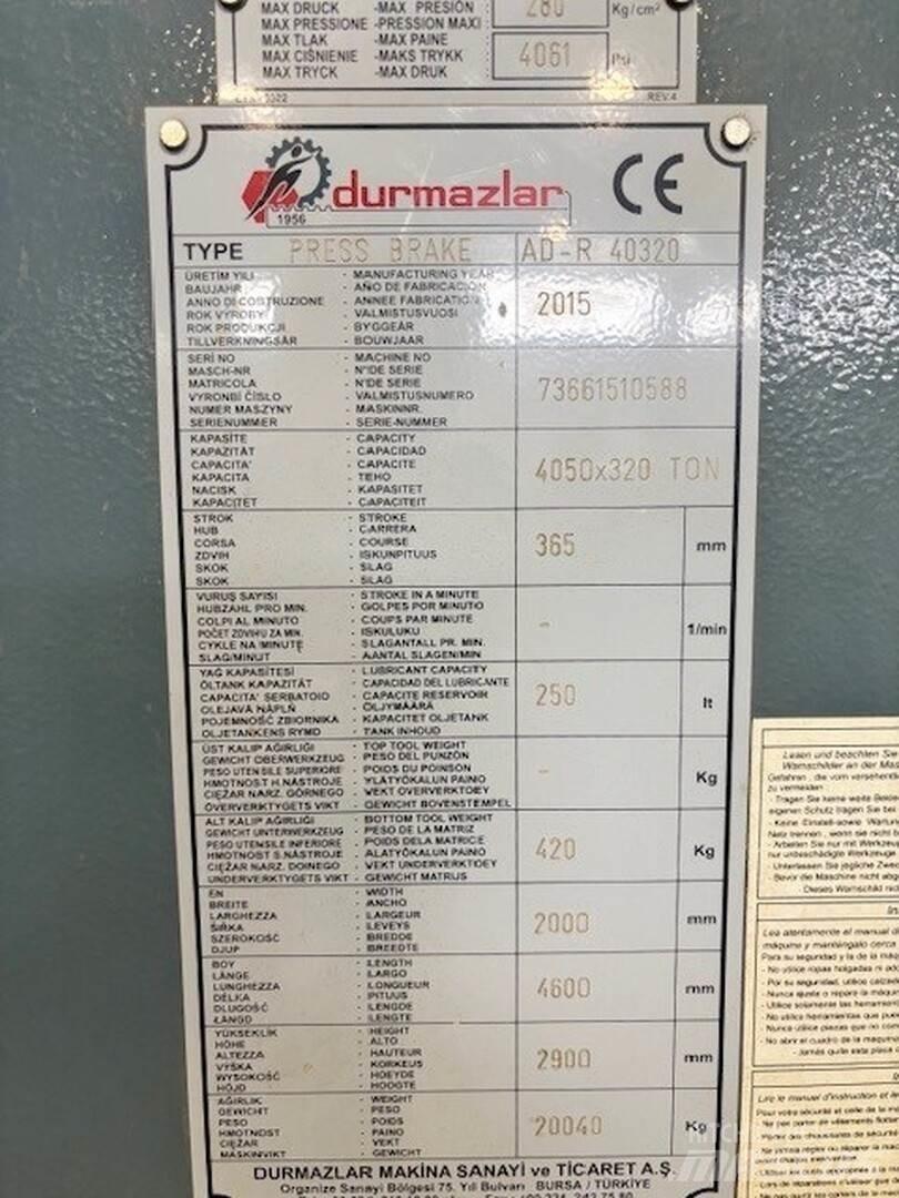 Durma AD-R 40320 Entreprenad - Övrigt