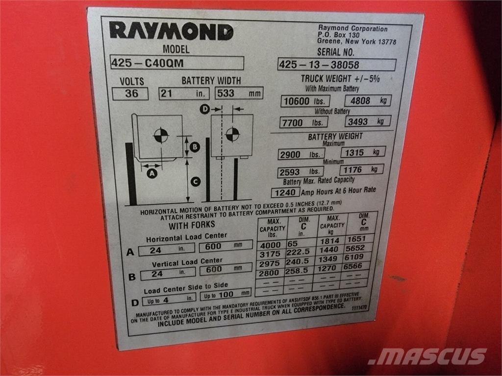 Raymond 425-C40QM Entreprenad - Övrigt
