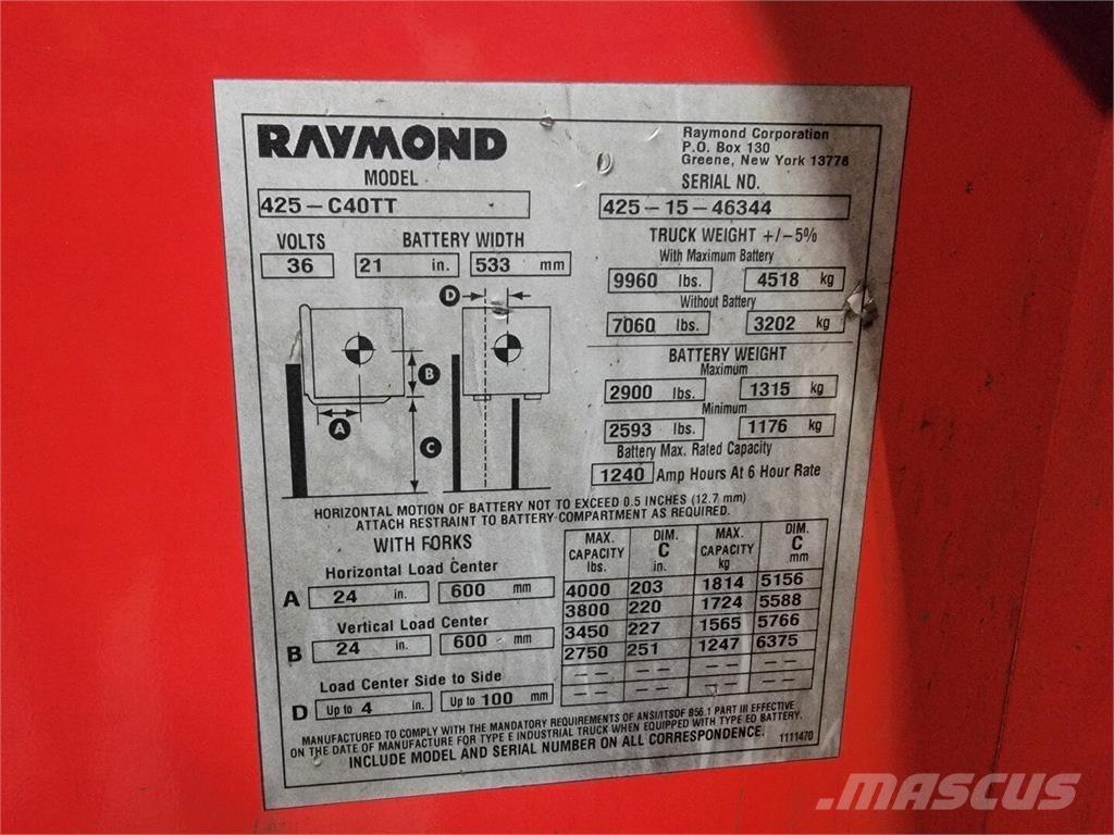 Raymond 425-C40TT Entreprenad - Övrigt