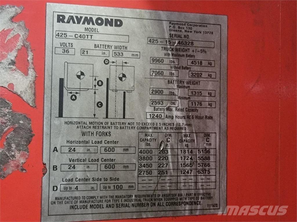 Raymond 425-C40TT Entreprenad - Övrigt