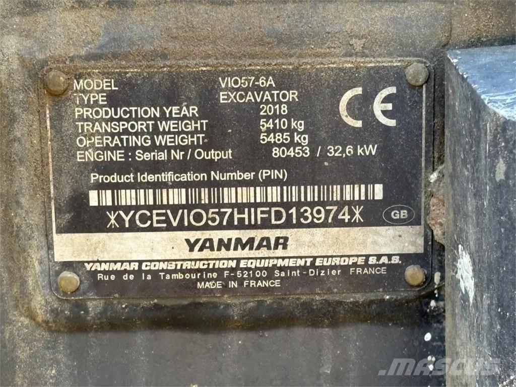 Yanmar VIO 57-6A Minigrävare < 7t