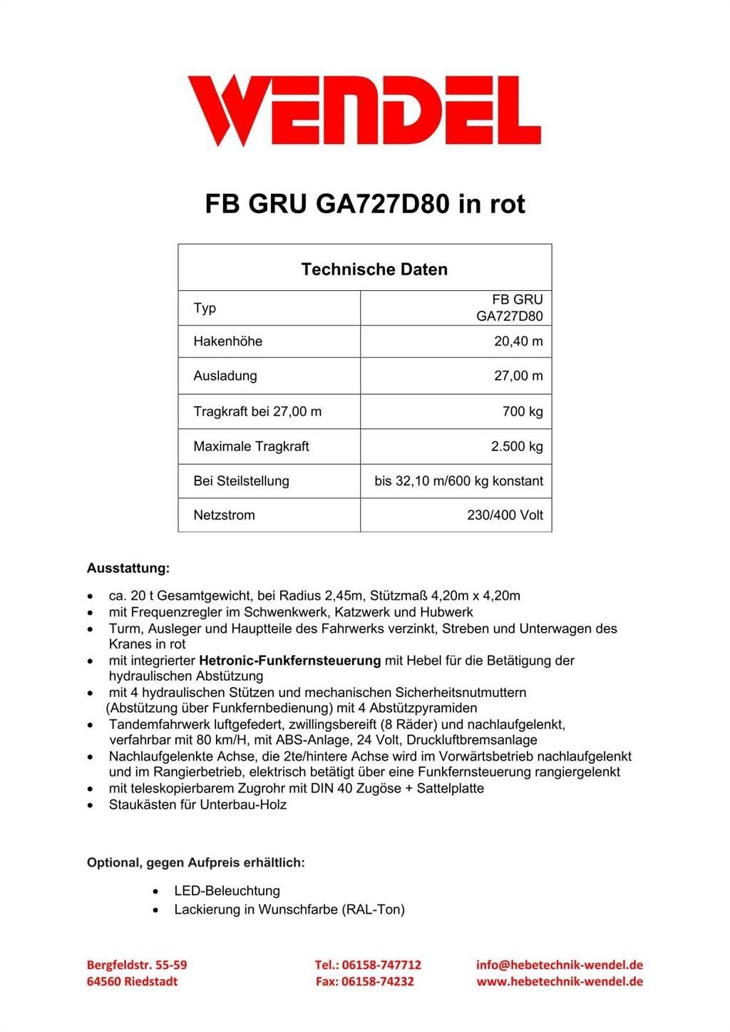 FB GRU GA727D80 Byggkranar