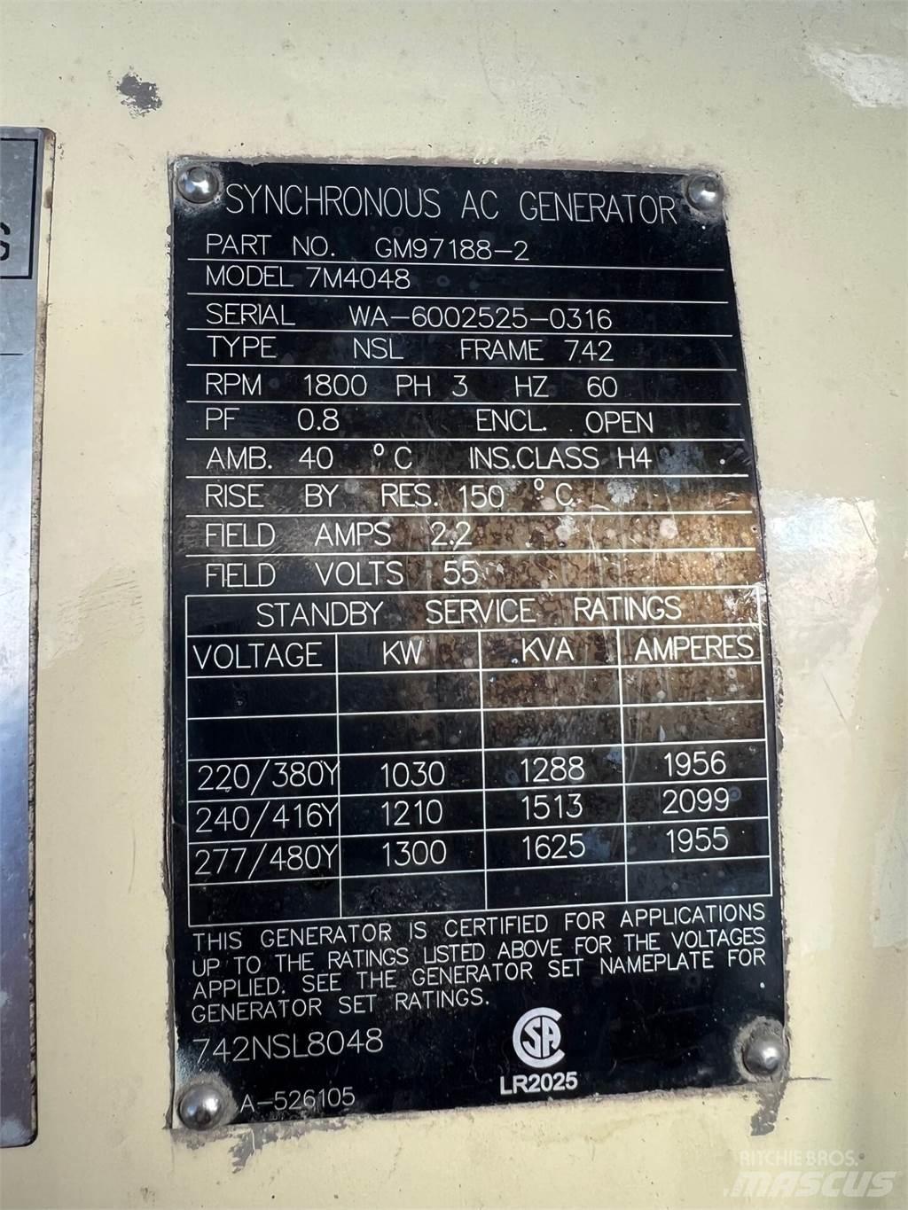 Kohler 1000kW Gasgeneratorer