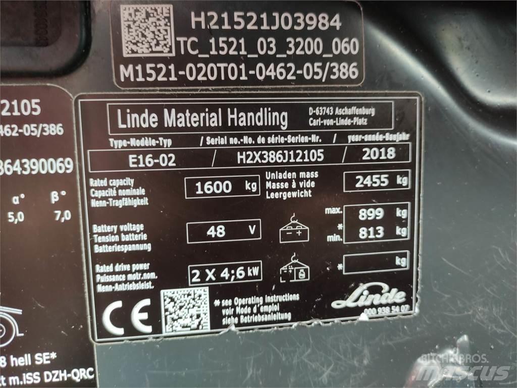 Linde E16-02-386-EVO Elmotviktstruckar