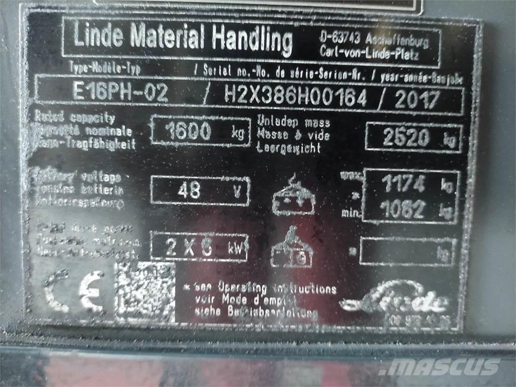 Linde E16PH-02-386 EVO Elmotviktstruckar