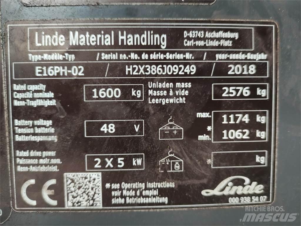 Linde E16PH-02-386-EVO Elmotviktstruckar
